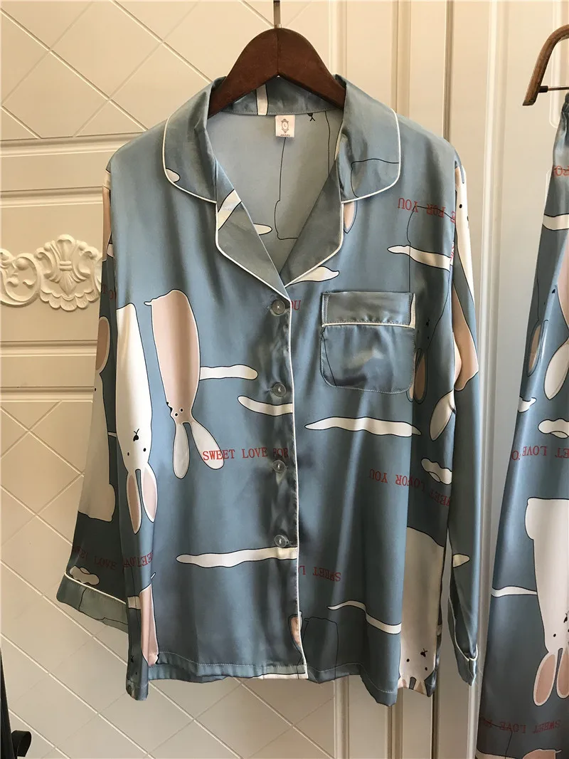 Сатиновая пижама с принтом в виде пятен 2 шт./партия для женщин отложным