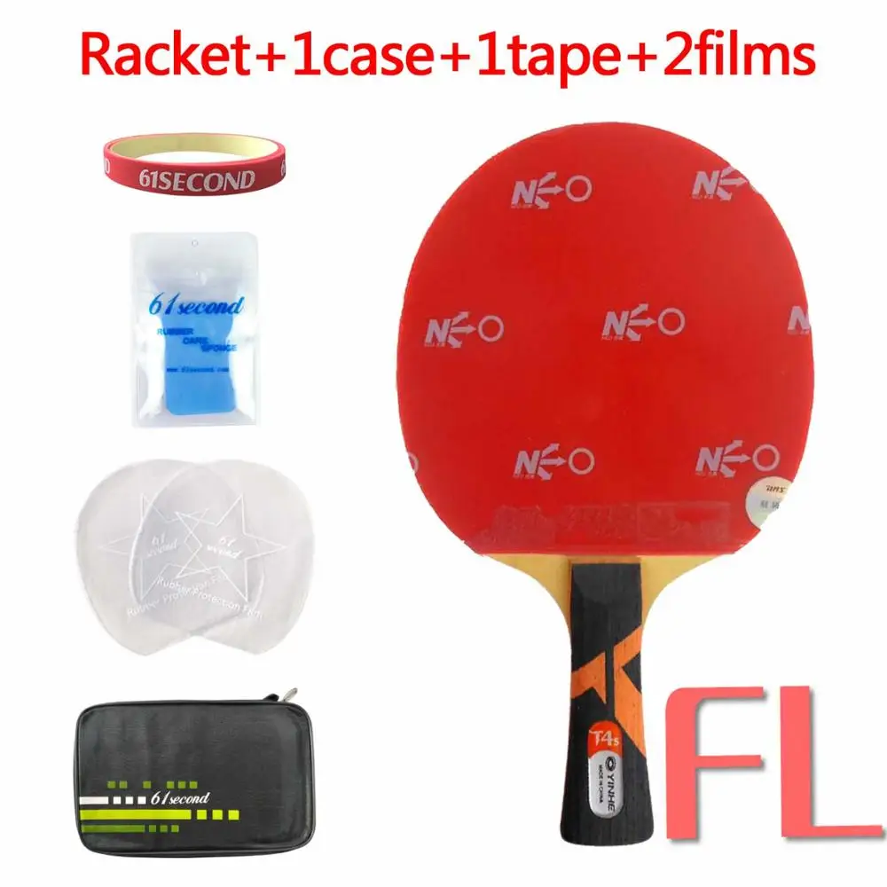 FL with F 1case Профессиональная комбинированная ракетка Galaxy YINHE T4s с 2x DHS NEO Hurricane 3 Rubbers Long Shakehand-FL - Цвет: FL with F 1case