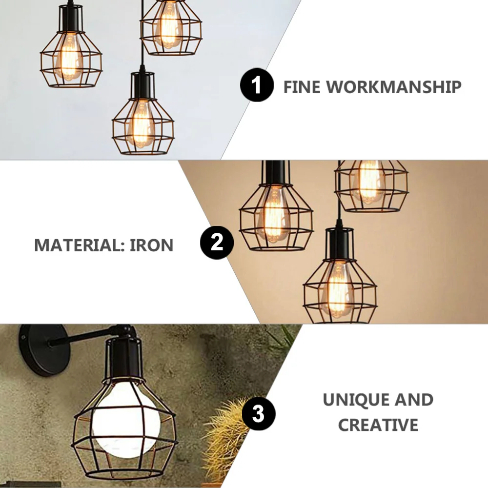

2pcs Wrought Iron Lampshade Vintage Pendant Light Cover Chic Chandelier Cover