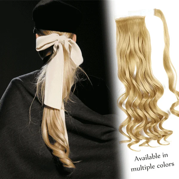

Synthetic Long Wavy Ponytail Clip in Hair Extensions Curly Wrap Around PonyTail for women Heat Resistant Hairpiece MUMUPI