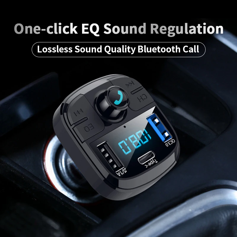 Автомобильный Bluetooth 5 0 автомобильный комплект с двумя USB QC3.0 быстрое зарядное