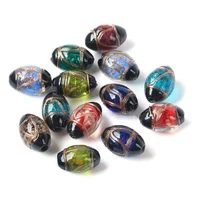 5pcs foil lampwork oval 16x11mm 20x14mm 25x15mm handmade loose beads for jewelry making diy crafts findings