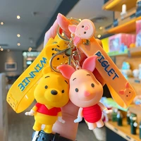 disney mickey mouse stitch figure keychains anime cartoon kawaii minnie donald duck piglet key chain model kid toy children gift