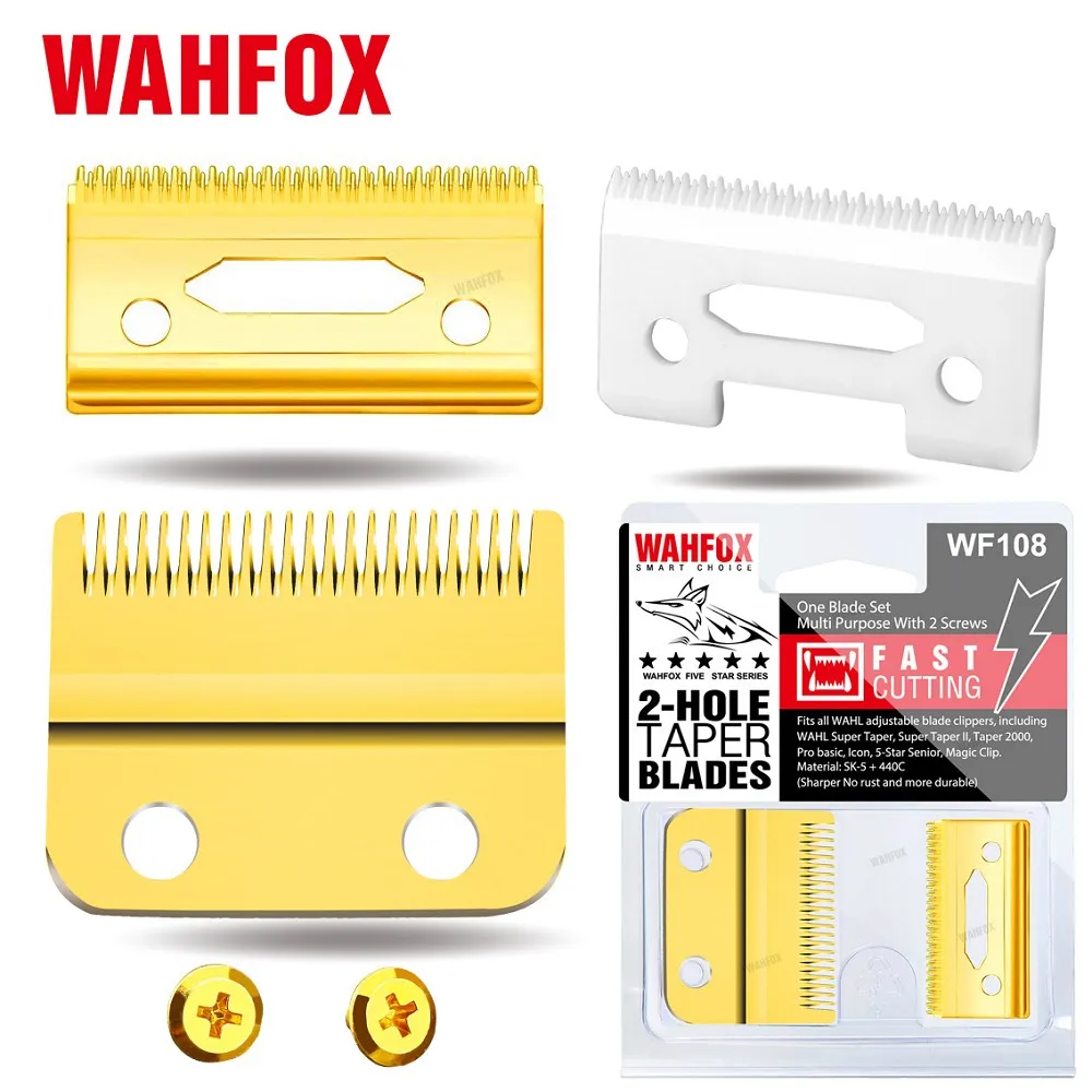 WAHFOX Blade For Professional Barber Hair Clipper For WAHL Clipper 2-Hole Replacement Blades With Ceramic Blade