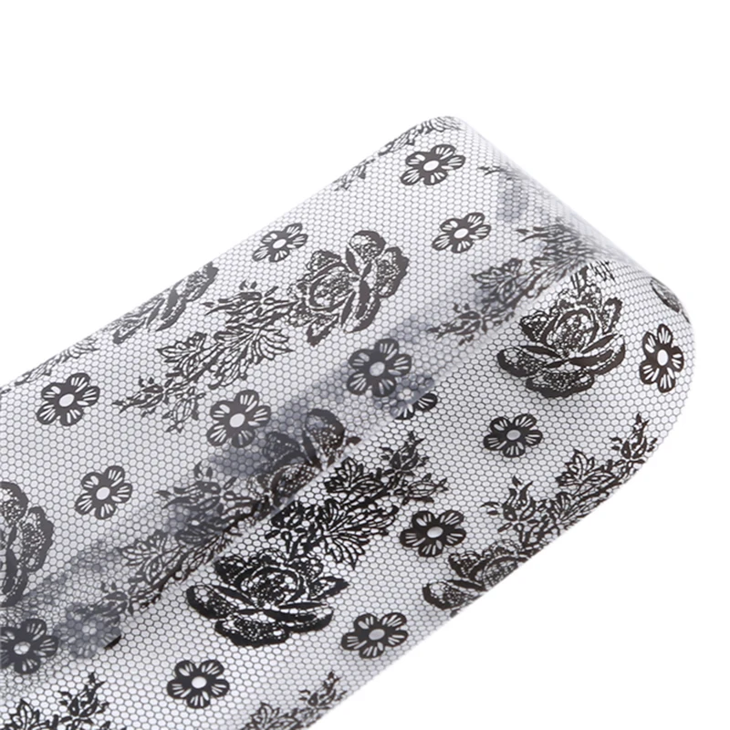 Черная кружевная фольга для нейл-арта сексуальные обертывания клей клея слайдер