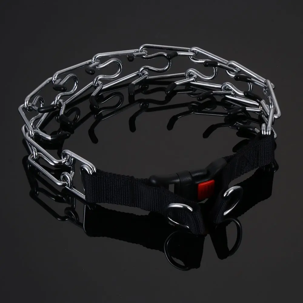 Fastshipping Adjustable Dog Prong Collar Pinch Training Stainless Steel Links Rubber Tips Quick Release Locking Carabiner | Дом и сад