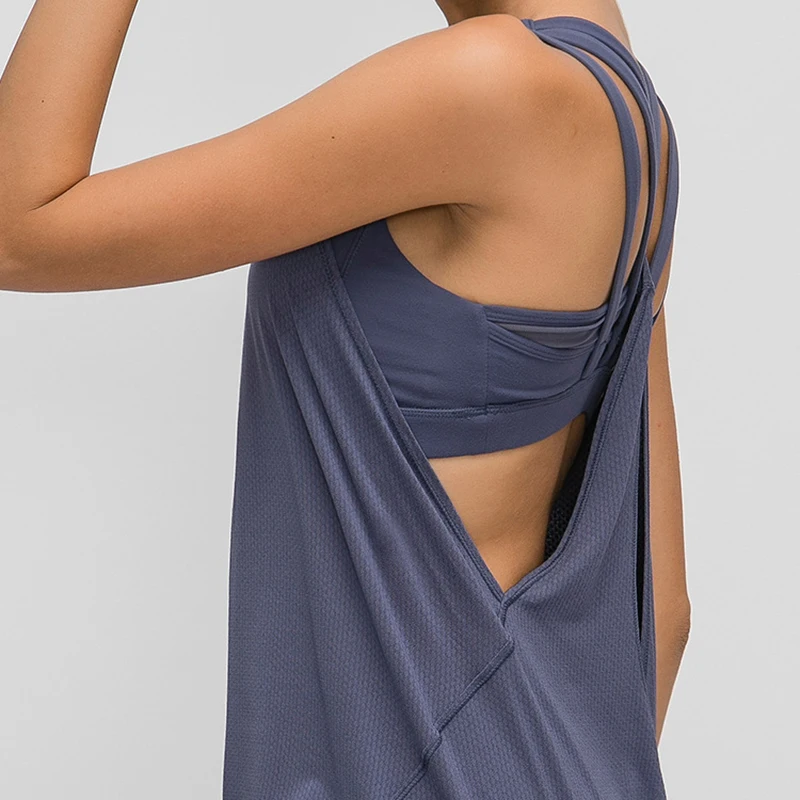 Женская майка с бретельками на спине для йоги спортивная одежда без рукавов со