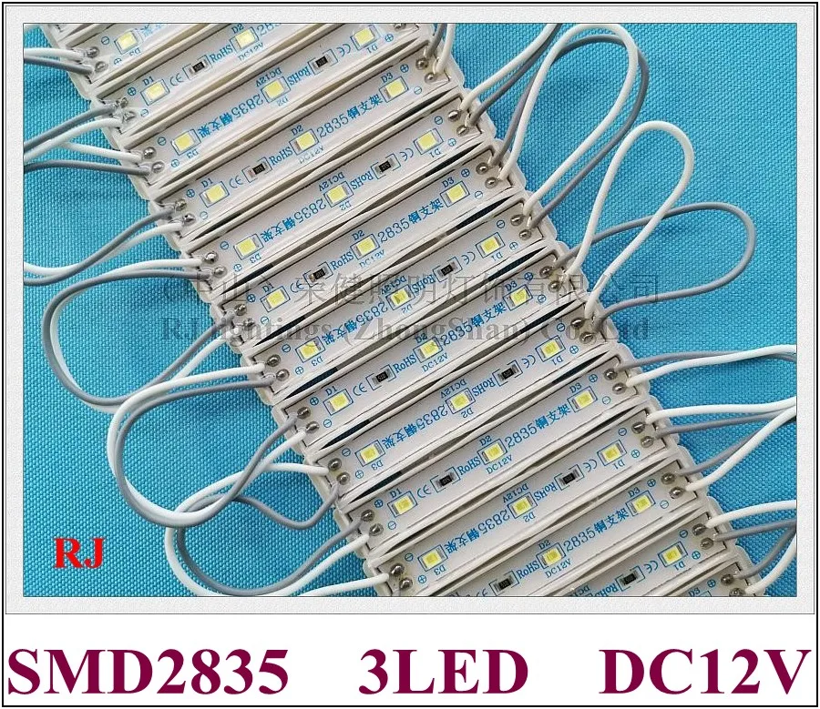 SMD 2835 Светодиодный светильник модуль для Букв знак IP65 Светодиодный модуль DC12V SMD2835 3 светодиодный 0,8 Вт 90lm 64 мм* 9 мм Высокая яркость Энергосбережение