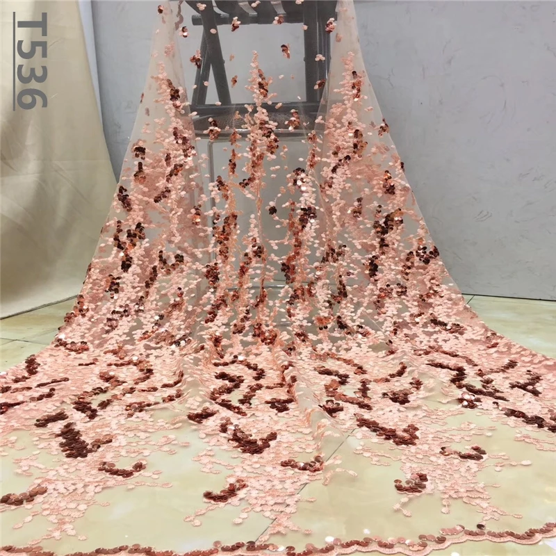 2019 Высококачественная африканская кружевная ткань с вышивкой тюль блестками