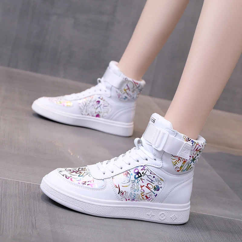 

Winter Autumn Women Shoes Luxury Brand Shoes Women High Top Sneakers Platform Flats Lace Up Shoe Ladies Trainers Chaussure Femme