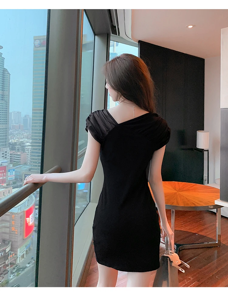 

Women's Dress Fashion Casual Dresses Sleeveless V-neck Dress Pure Color Stitching Summer New Korean Thin Split Fork