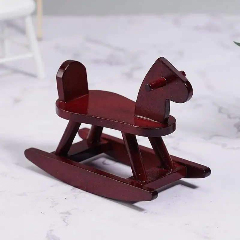 Миниатюрная деревянная модель лошади качалки игрушка 1:12 DIY кукольный домик