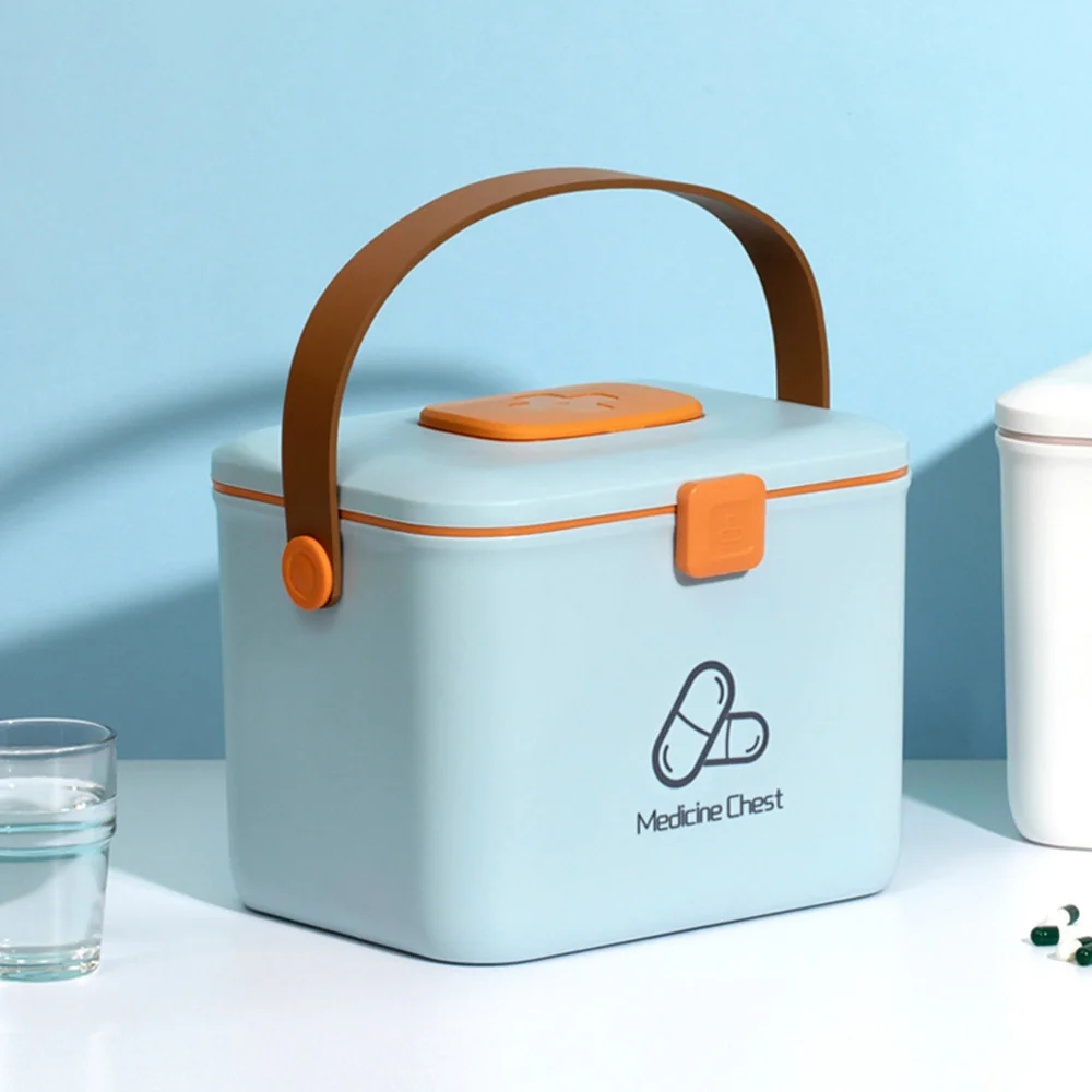 

1Pc Multi-function Medicine Cabinet Large Capacity Storage Tote Deck Tough Box Durable Household Organizer Bins Home Sto