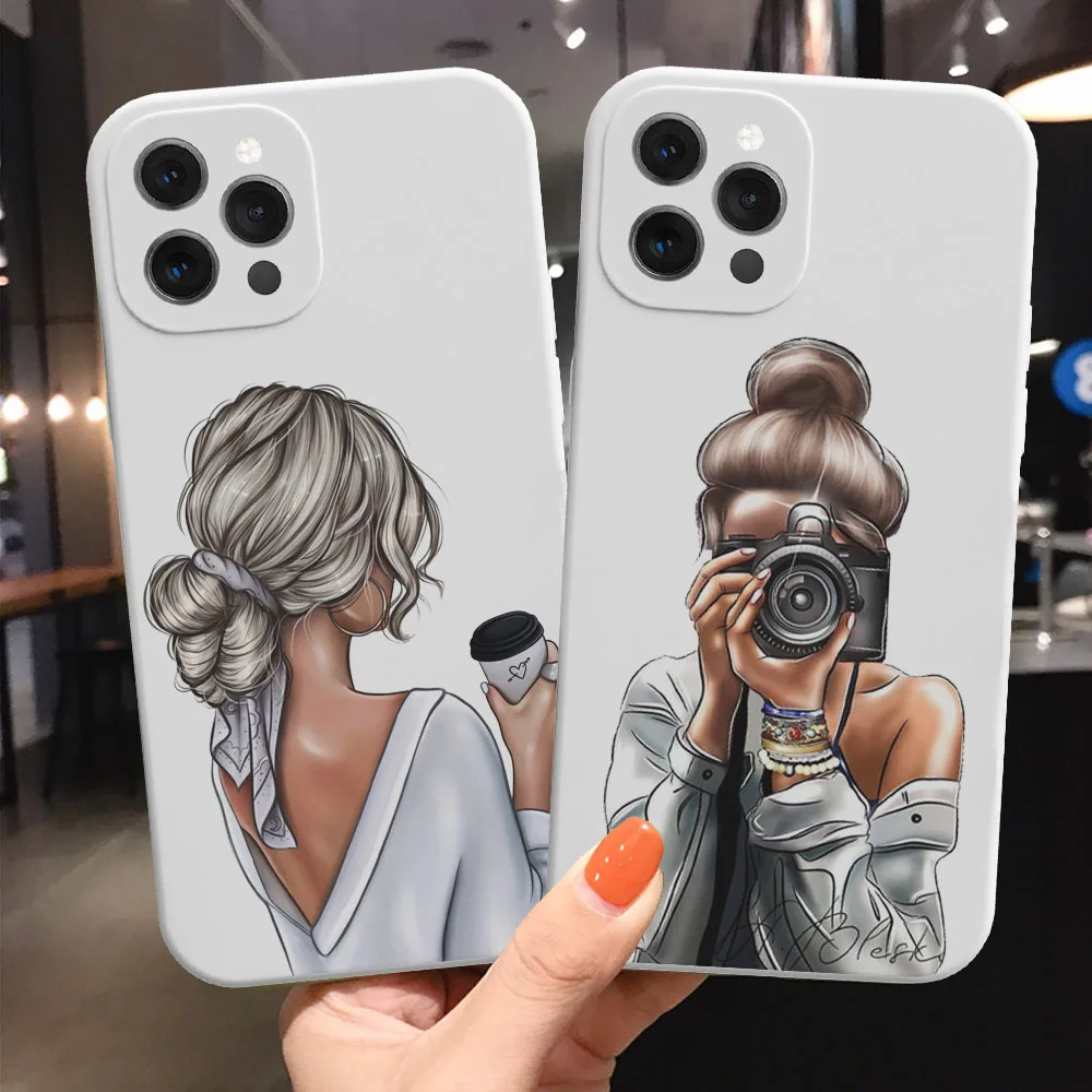 Чехлы для iPhone 13 12 Pro Max Mini чехлы телефонов 11 XS MAX X XR SE 2020 7 8 Plus Дамский кофейный чехол