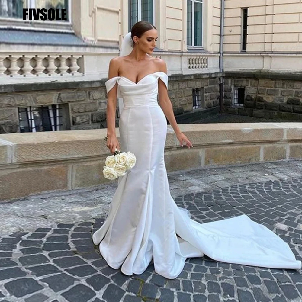 

Fivsole Simple Long Meramid Wedding Dress 2022 Bridal Gowns Sweetheart Off Shoulder Princess Vestido De Noiva Robe de mariee