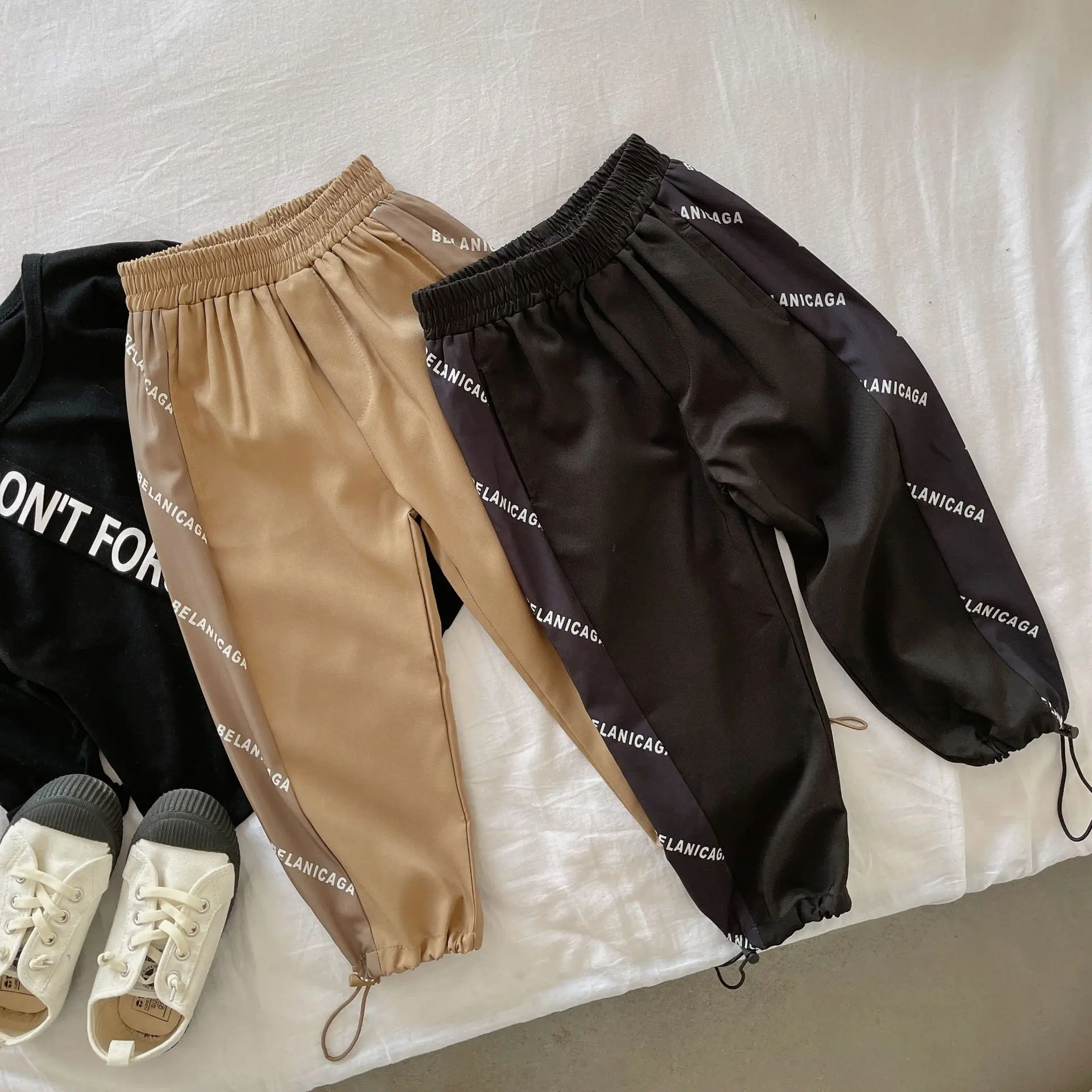 

Kids Pants 2021 Autumn New Children's Boy Korean Letter Print Cargo Pants 2-8 Y Toddler Baby Fashion Trousers Kids Sport Pants