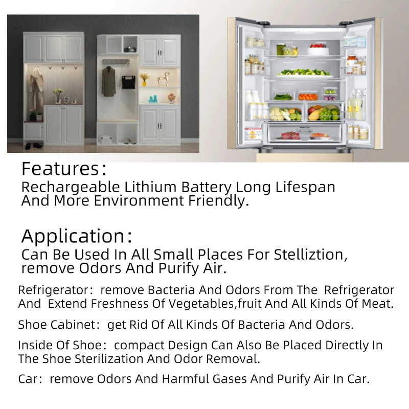 Мини озоновый генератор дезодорирующий очиститель воздуха USB Перезаряжаемый для