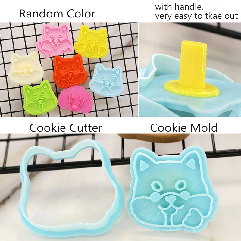 

1pcs Cute Cartoon Dog Biscuit Mold Dog Bone Teddy Shape Cookie Mould 3D Press Baking Tools DIY Cookie Mold for Baking
