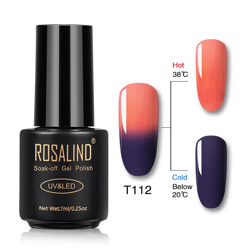 RAT112 ROSALIND гель 1S меняющий температуру лак для ногтей 7 мл замачиваемый Гель-лак для ногтей Полупостоянный УФ светодиодный лак для ногтей - Цвет: RAT112
