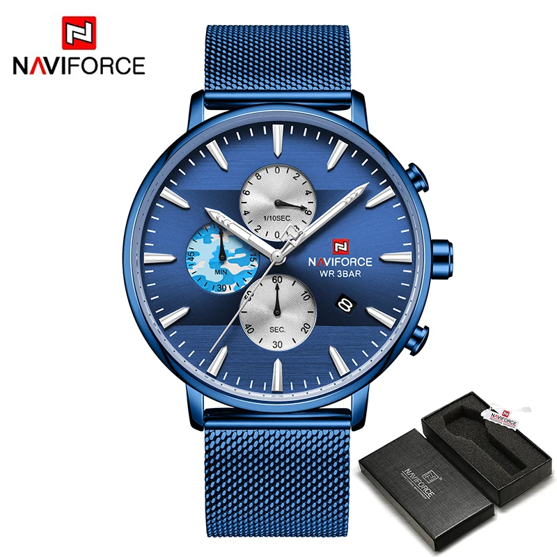 BEBE BOX NAVIFORCE, мужские часы, лучший бренд, модные, Роскошные, нержавеющая сталь, хронограф, спортивные, водонепроницаемые, кварцевые, мужские часы, Relogio Masculino - Цвет: BEBE BOX