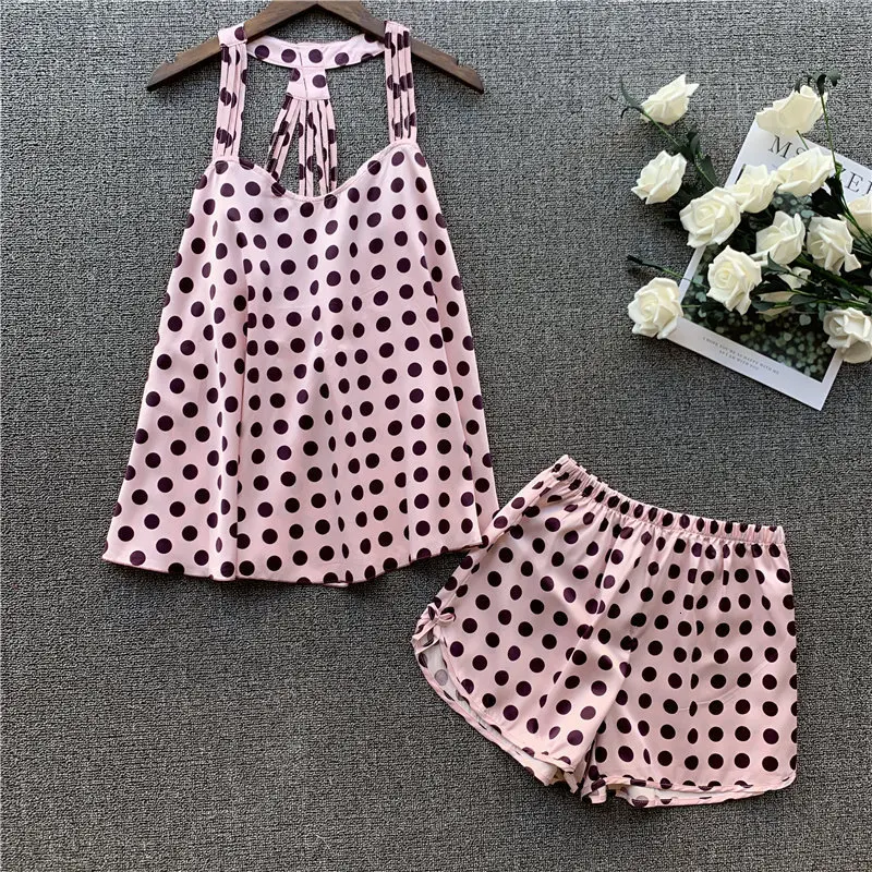 Женский пижамный комплект в горошек сексуальная ночная рубашка без черного