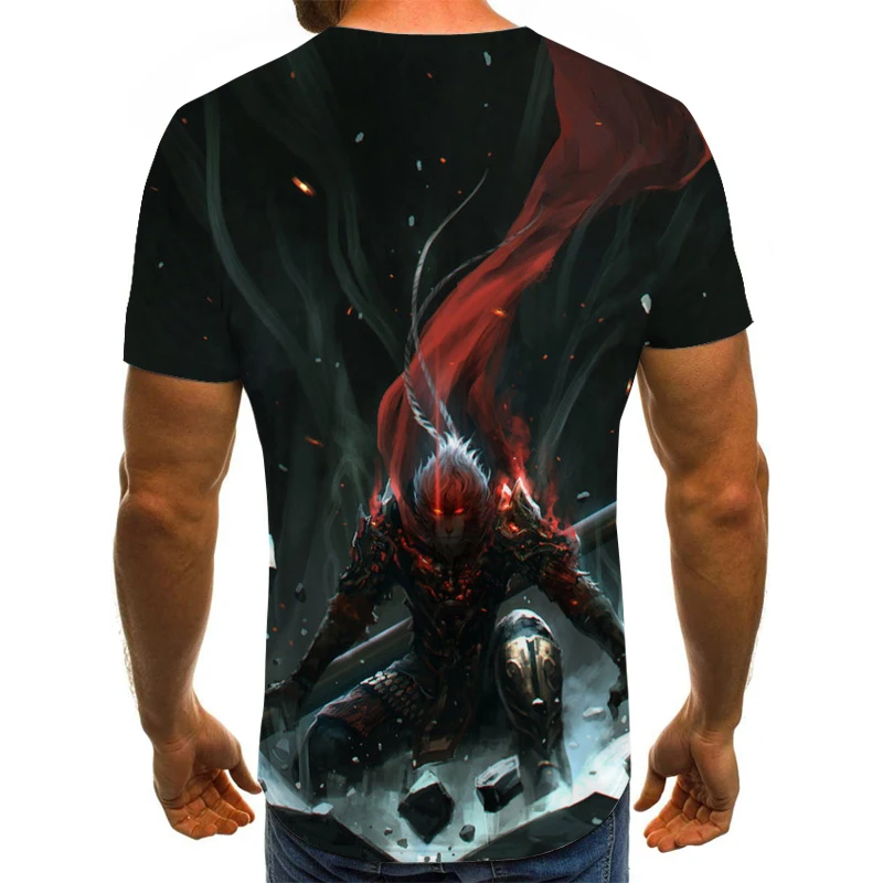 

new short-sleeved print anime Harajuku cartoon T shirt male Goku angry cool top men's clothing t-shirts trend oversized T-shirt