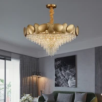modern gold titanium led chandeliers lighting k9 crystal living room led pendant chandelier lights dining room led hanging lamp