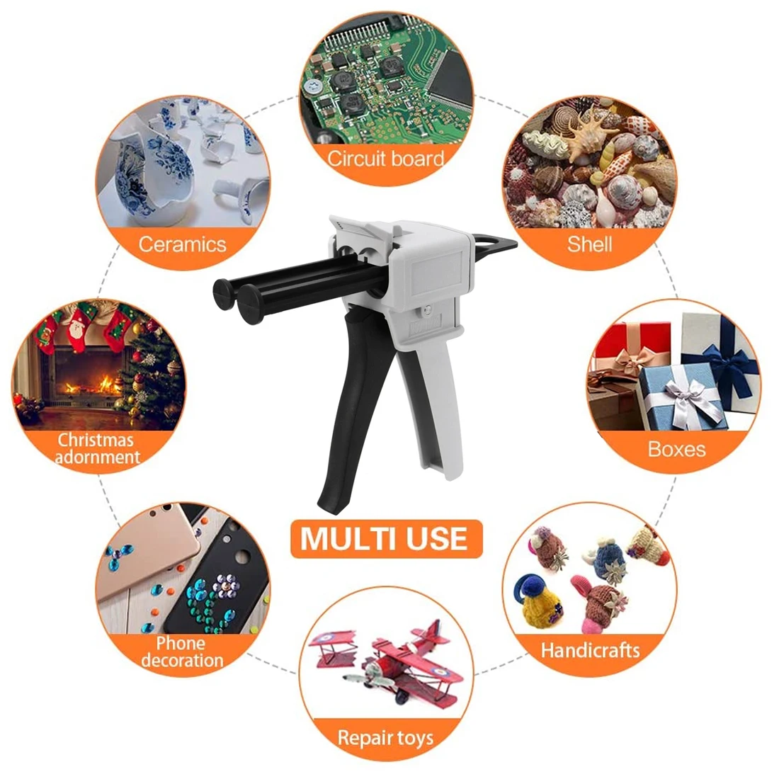 

50ml Glue Gun Two Component AB Epoxy Sealant Glue Gun Adhensive Glue Applicator Squeeze Mixed 1: 1 Manual Caulking Gun Dispenser