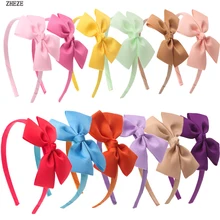 2 pçs/lote 2021 novo 4 polegadas sólido arco bandana para mulheres meninas gorgorão fita artesanal acessórios para o cabelo crianças hairband (1)