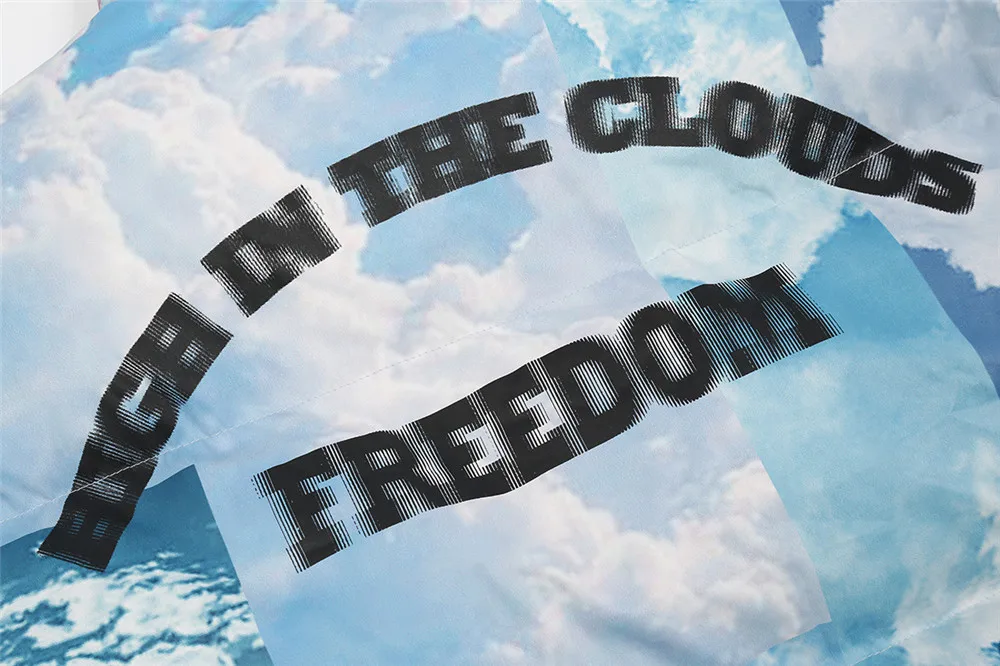 Fashion Harajuku Sky Clouds Jackets and Coats Mens Casual Bomber Cotton Padded New Winter Parkas Warm Zipper Outerwear Hipster