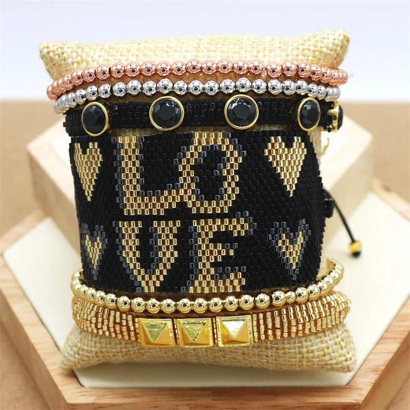 

ZHONGVI Miyuki Bracelet For Ladies 2021 Pulseras LOVE Letter Bracelets Mujer Moda Bohemia Women Jewelry Friends Christmas Gifts