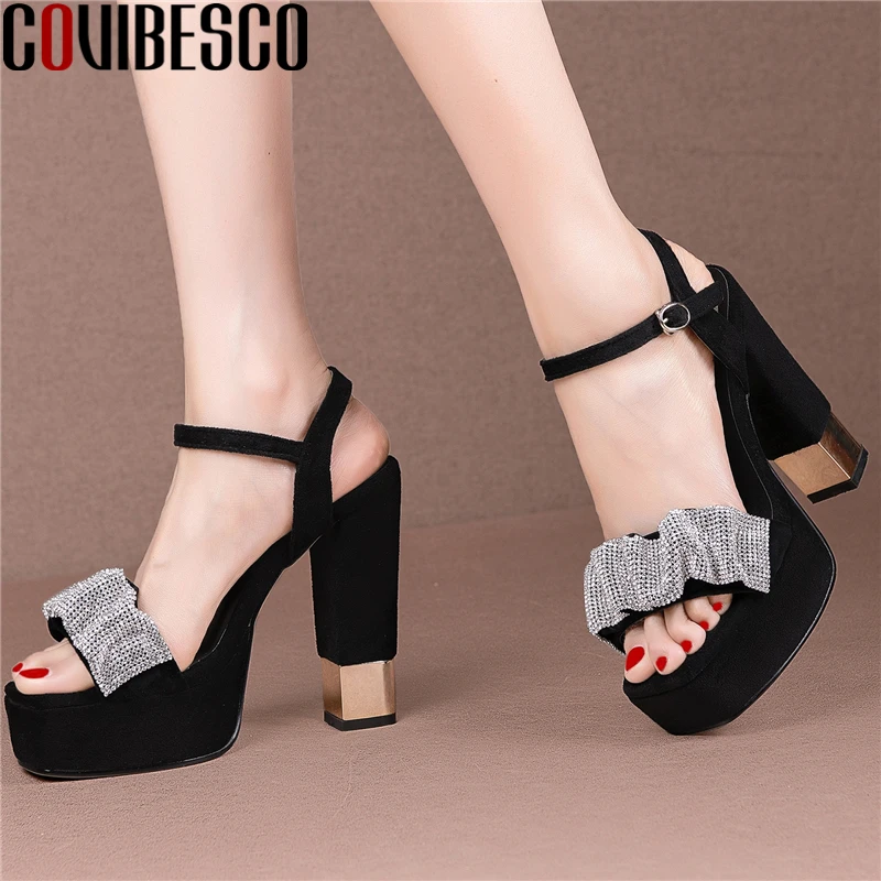 

COVIBESCO Kid Suede Women Sandals Fashion Sexy Platforms Super High Heels Party Prom Pumps Shoes Woman High Quality 2021 New