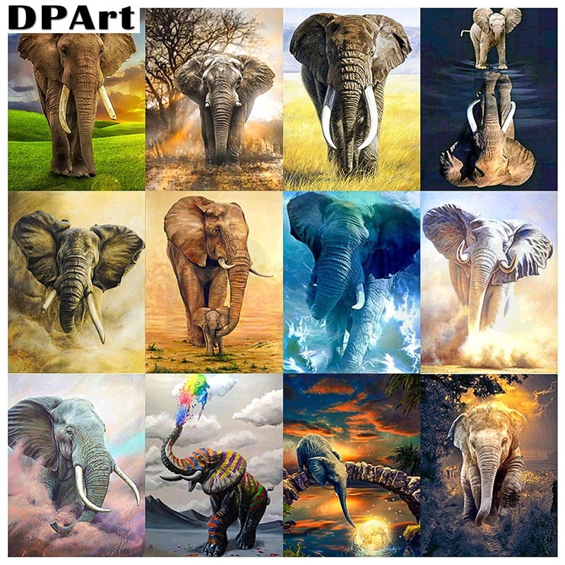 Diamond Painting Full Square/Round Drill Animal Elephant 5D Daimond Embroidery Cross Stitch Kit Mosaic Rhinestone Picture A034 | Дом и сад