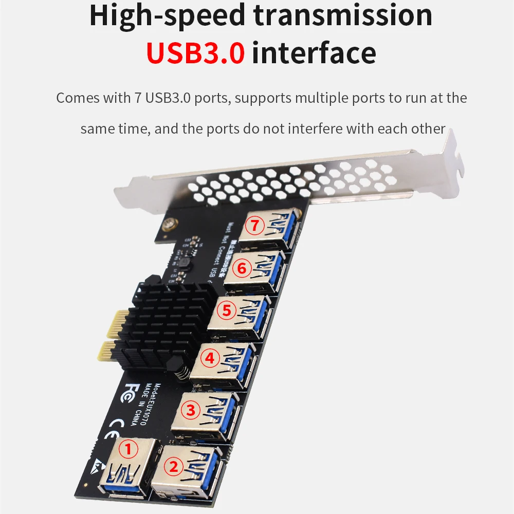 TISHRIC PCI Express множитель PCIE с 1 до 4/5/6/7 портов USB3.0 Hub GPU увеличитель 1X 16X E Райзер для