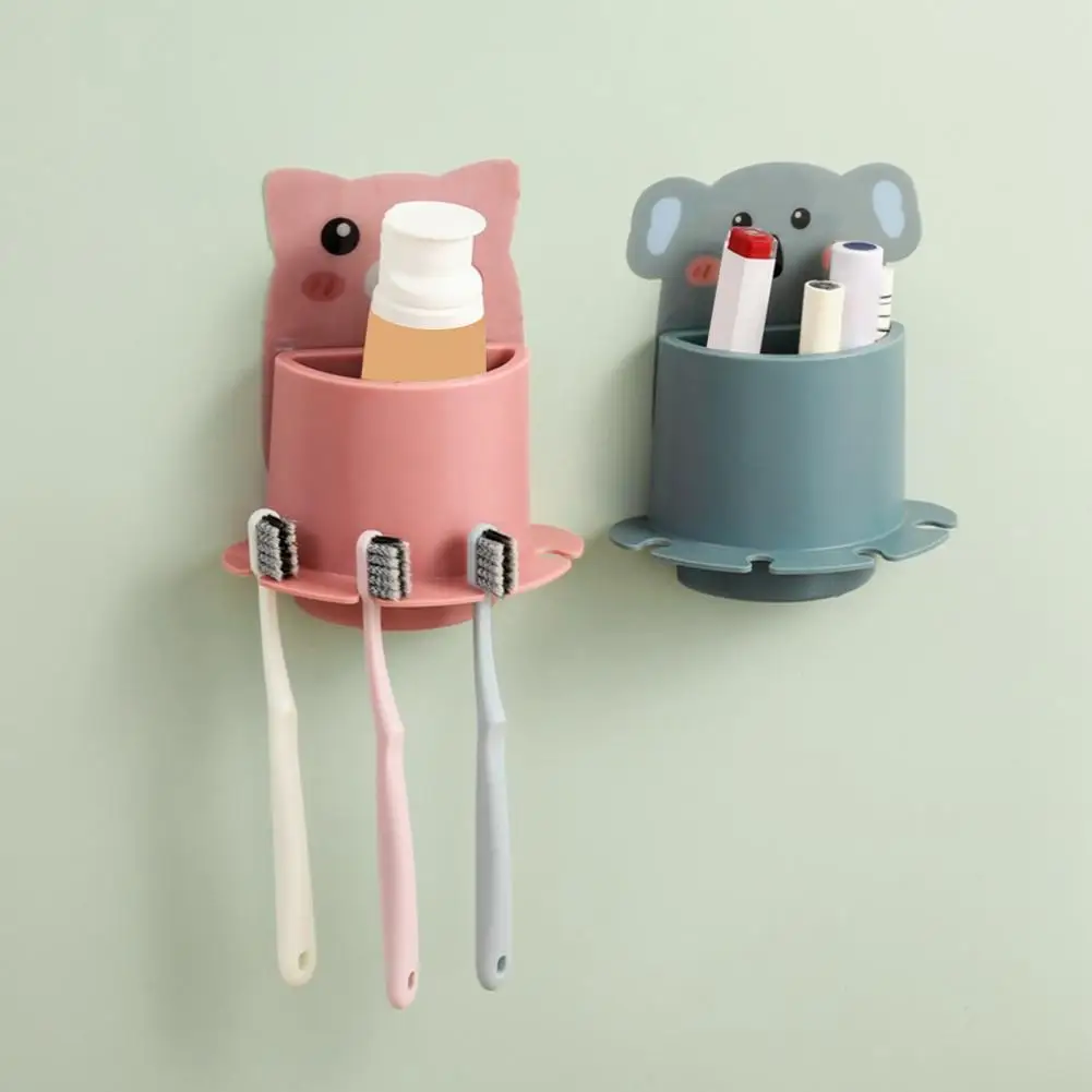 

Cute various cartoon animal toothbrush holder wall-mounted cartoon animal pattern plastic holder sucker bathroom accessories
