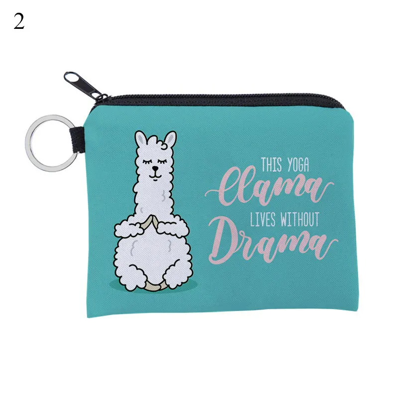 Cartoon Alpaca Printing Square Waterproof Purse Card Key Pouch Girls Cute Small Zipper Coin Holder Wallet | Багаж и сумки