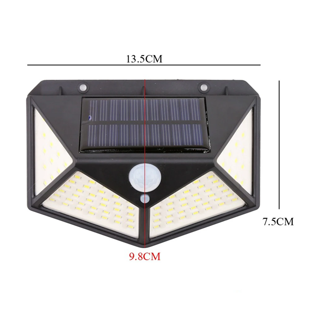 4 стороннее освещение 3 режима 100 светодиодный Солнечный настенный светильник