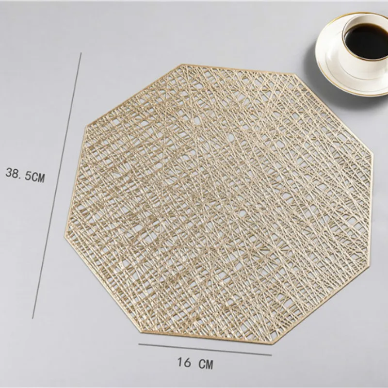 Серебристая золотистая подстилка из ПВХ для обеденного стола полые термостойкие