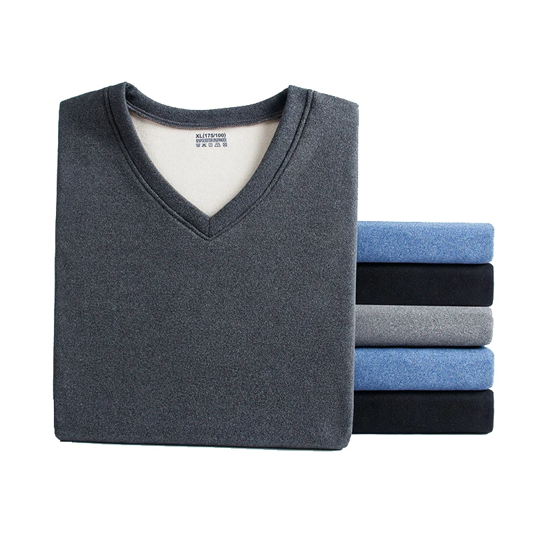 Men's Thermal Underwear Set Frosted Medium Thick Elastic German Velvet Autumn Clothes Autumn Pants Chicken Heart Collar