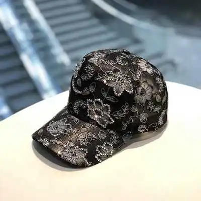

Women's baseball cap encrusted with diamond butterfly cap fashion and breathable feminine baseball hat travel