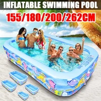 rectangular inflatable swimming pool outdoor fun kids bathing tub family paddling pool 125155180200262 cm