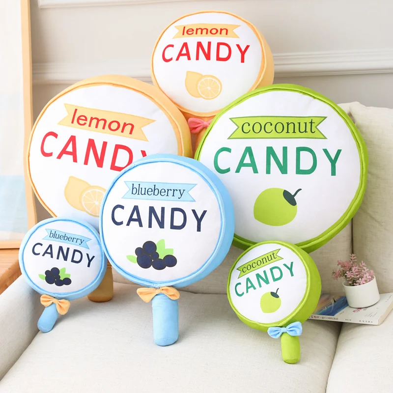 

Lollipop Pillow Fruits Candy Plush Stuffed Toys Soft Bookshelf Decor Doll Creative Snacks Pillow for Girls Kids Gift