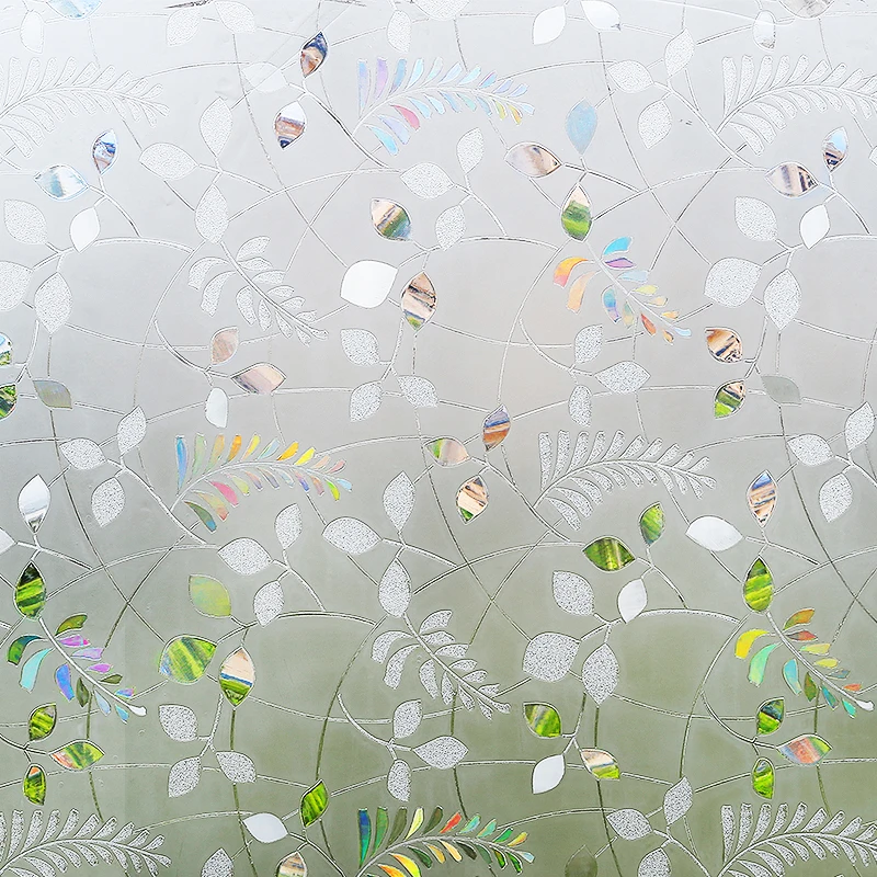 Оконная пленка с рисунком листьев статическая липкая термоконтроль