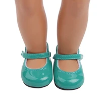 fashion green leather shoes for 18 46cm american girl reborn newborn doll accessories
