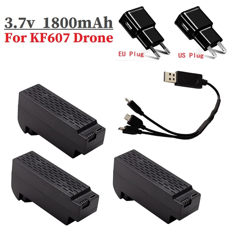 

Оригинальный аккумулятор KF607 3,7 в 1800 мА ч с зарядным устройством для радиоуправляемого квадрокоптера вертолета дрона KF607 Lipo запасные части А...