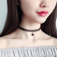 women clavicle chain lace hollow short necklace gothic wedding party elegant black pendant necklaces jewelry girls gifts