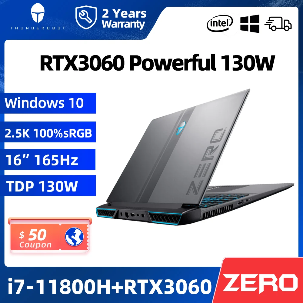 Ноутбук ZERO RTX3060, игровой, i7-11800H Гц, 16 дюймов, 165 K, 16:10, WiFi6, Windows 10 pro, 2 года гарантии - изображение