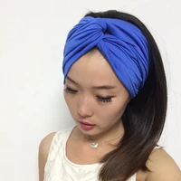 t17531 fashion 100 cotton new colors solid 12cm wide headband hair headband twist elastic turban hat for women custom headband