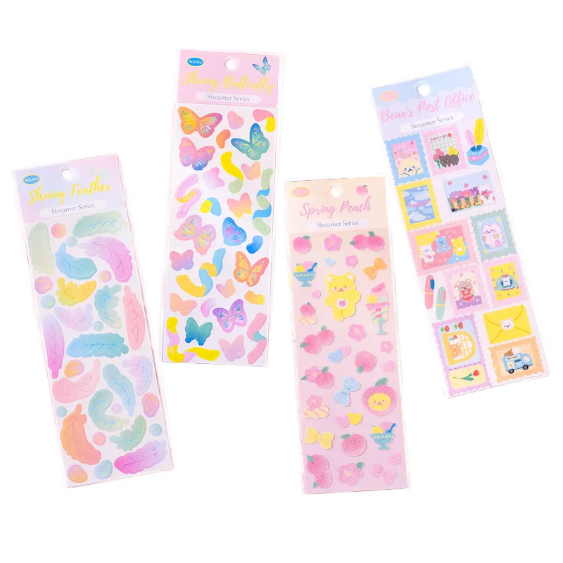 

Korean Ins Laser Cute Ribbon Sticker Kawaii DIY Scrapbooking Album Kawaii Stationery Decorative Stickers Aesthetic Personalized