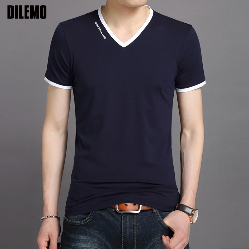 

New Summer Brand Tops V Neck t Shirts For Men Cotton Bulk Short Sleeve 95% Cotton 5% Spandex Casual Fashion Men Clothes 2021